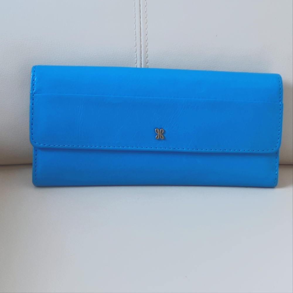 Blue Leather Clutch Wallet